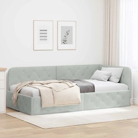 vidaXL Estrutura de Cama de Canto Cinzento-claro 100 x 200 cm Veludo