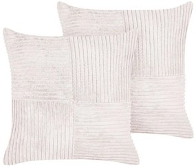 Conjunto de 2 almofadas decorativas em bombazine branca creme 43 x 43 cm MILLET Beliani