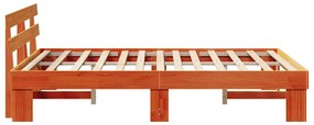 Estrado de Cama com Cabeceira Castanho 160x200 cm Madeira Sólida de Pi