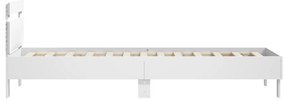 Estrutura de cama com cabeceira e luzes LED 90x200 cm branco