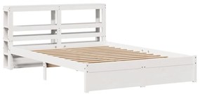 Estrutura de cama c/ cabeceira 150x200 cm pinho maciço branco