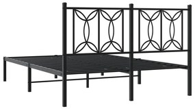 Estrutura de cama com cabeceira 140x190 cm metal preto