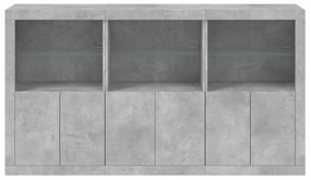 Aparador com luzes LED 181,5x37x100 cm cinzento cimento