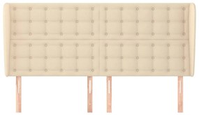 Cabeceira de cama c/ abas tecido 163x23x118/128 cm creme