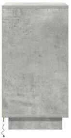 Mesa de cabeceira com luzes LED 38x34x65 cm cinzento-cimento