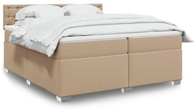 vidaXL Cama com molas/colchão 200x200 cm couro artificial cappuccino