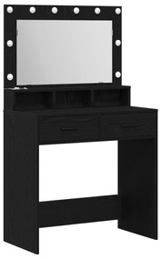 Mesa de Maquilhagem vidaXL com Luzes de LED Carvalho Preto 79x41x135 c