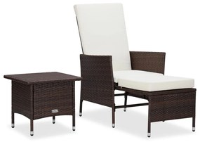 vidaXL 2 pcs conjunto lounge jardim c/ almofadões vime PE castanho