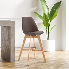 Banco de bar Cannes em tecido e com estrutura de Cor Natural 48 x 112 x 56 cm Castanho