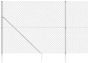 Cerca de arame com estacas de fixação 1,6x10 m prateado
