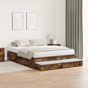 Cama de Armazenamento Carvalho Fumado 160x200 cm