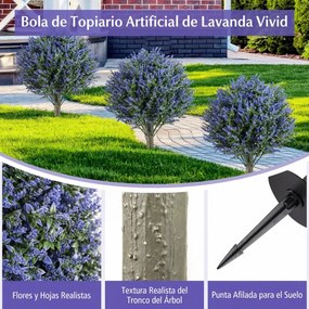 Conjunto de 2 árvores artificiais de lavanda realistas com estacas de 60 cm para interior (VASOS NÃO INCLUIDOS), exterior, alpendre, jardim e pátio