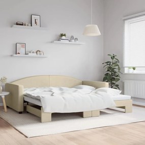 Sofá-cama com gavetão 100x200 cm tecido cor creme