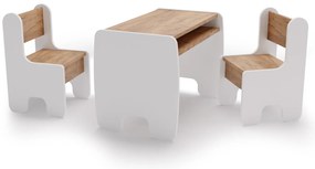 Conjunto de mesa infantil e duas cadeiras infantis - branco/carvalho