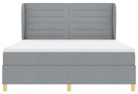 Cama Box Spring vidaXL com Colchão Cinza Claro 180x200 cm Tecido