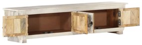 Móvel de TV 140x30x35 cm madeira de mangueira maciça branco