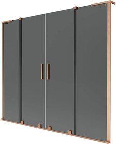 Mexen Velar L Duo paravana de banho de 2 painéis deslizantes 200 x 150 cm, grafite, cobre escovado - 896-200-003-42-65