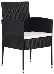 9 pcs conjunto jantar exterior com almofadões vime PE preto