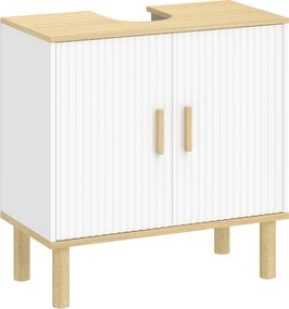 HOMCOM Móvel para Baixo do Lavatório com Prateleira Ajustável Armário para Lavatório sem Pedestal com Portas 60x30x61 cm Branco | Aosom Portugal
