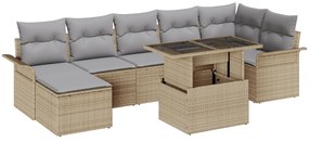 Conjunto de Sofá de Jardim vidaXL de 8 peças com Almofadas Bege de Polirattan