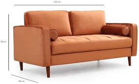 Sofá de 2 Lugares Rome – Laranja – 175 cm x 90 cm x 70 cm