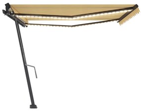 Toldo retrátil manual com LED 400x350 cm amarelo e branco