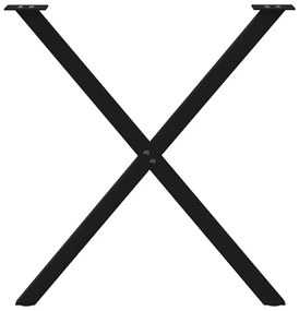 Pés de mesa de jantar em formato de X, 2 peças, preto, 80x (72-73) cm,