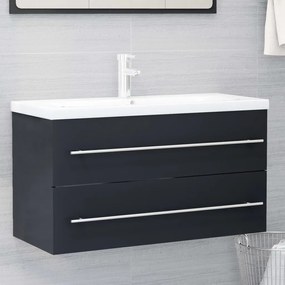 vidaXL Armário lavatório 90x38,5x48 cm contraplacado cinzento