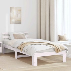 vidaXL Estrutura de Cama de Madeira Branca Madeira Solteiro Durável