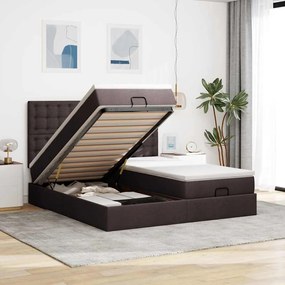 vidaXL Estrutura de cama otomana com colchões tecido castanho escuro