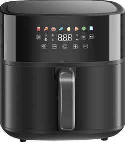 Airfryer de 8 L, 1700 W, 8 programas, ecrã tátil LED, temperatura regulável e temporizador, preta