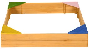 Outsunny Caixa de Areia de Madeira Caixa de Areia para Crianças de 3-8 Anos com Tecido não Tecido e 4 Assentos para jardim Pátio Varanda 109x109x19,8 cm Madeira