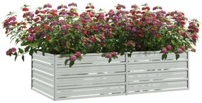 Canteiro elevado de jardim 160x80x45cm aço galvanizado prateado