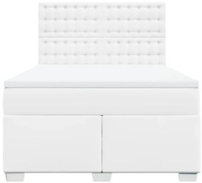 Cama com molas/colchão 140x200 cm couro artificial branco