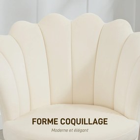 Poltrona em forma de concha, cadeira de Toucador, poltrona de veludo, poltrona de sala com pés em metal dourado bege