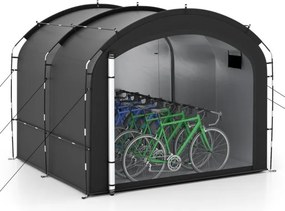 Abrigo, Cobertura para bicicletas 254 x 215 x 192 cm (C x L x A) ao ar livre com tecido prateado impermeável e portas duplas com fecho com bolsa de tr