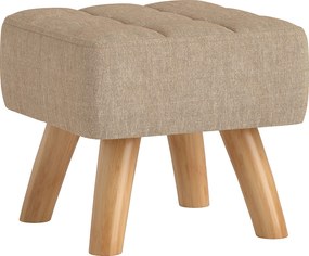 HOMCOM Apoio de pés para sala ottoman assento estofado em tecido com pés em madeira 27 x 27 x 26 cm castanho claro | Aosom Portugal