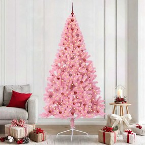 vidaXL Árvore de Natal Artificial Pré-iluminada Rosa 240 cm PVC