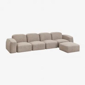 Sofá Modular E Pufe Bastian De 4 Peças Bouclé Castanho Moca - Sklum