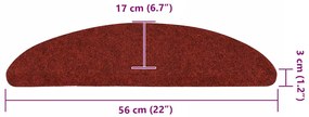 Tapetes escada autoadesivos 5 pcs 56x17x3 cm agulhado vermelho