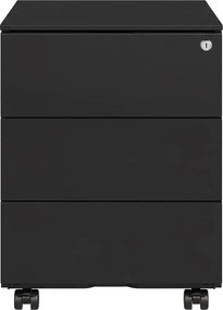 Bloco com 3 gavetas com rodas para escritório 45 x 39 x 55 cm Preto mate
