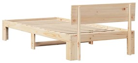 Estrado de Cama com Cabeceira 90x190 cm Madeira de Pinho