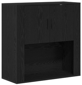 Highboard Carvalho Preto 80x33x150 cm Madeira de Engenharia