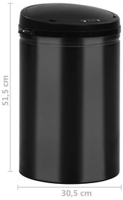 Caixote do lixo com sensor automático 30 L aço carbono preto