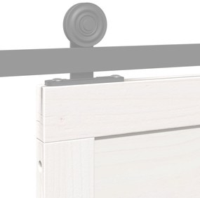 Porta de Celeiro Branca 100x208 cm Madeira Sólida Pinho