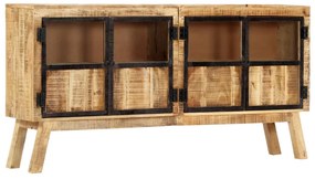Aparador em mangueira maciça áspera 160x30x80 cm castanho/preto