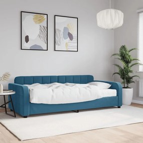 Sofá-cama com colchão 90x200 cm veludo azul