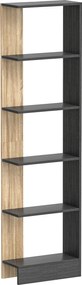 HOMCOM Estante de Armazenamento com 5 Compartimentos Abertos 45x21x170 cm Preto e Carvalho | Aosom Portugal