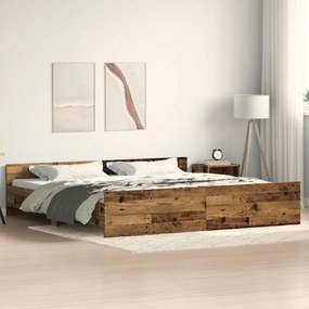 Cama vidaXL Madeira Velha 200x200 cm Painel de Madeira