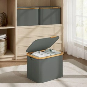 Cesto da roupa suja 42 x 32 x 30 cm com tampa, 40 litros, em tecido Oxford cinzento ardósia